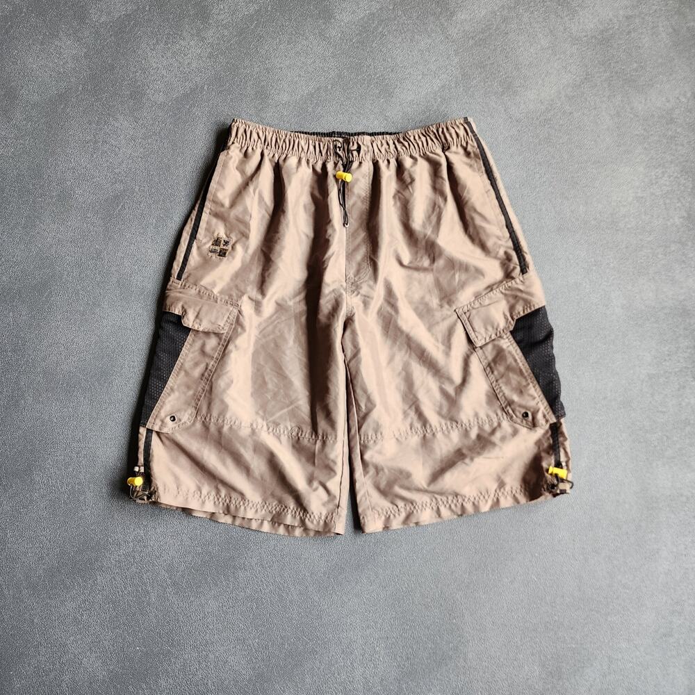 Vintage Baggy OTB One Tough Brand Olive Green Cargo Polyester Shorts XL